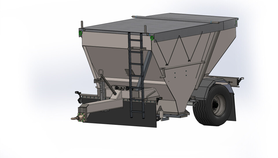Volumet på den nye strøvogna er sju kubikkmeter, og lasteevnen skal være 11500 kilo.