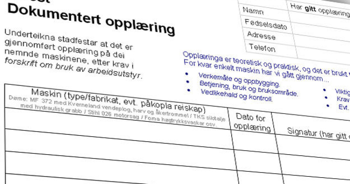 Dokumentert opplæring