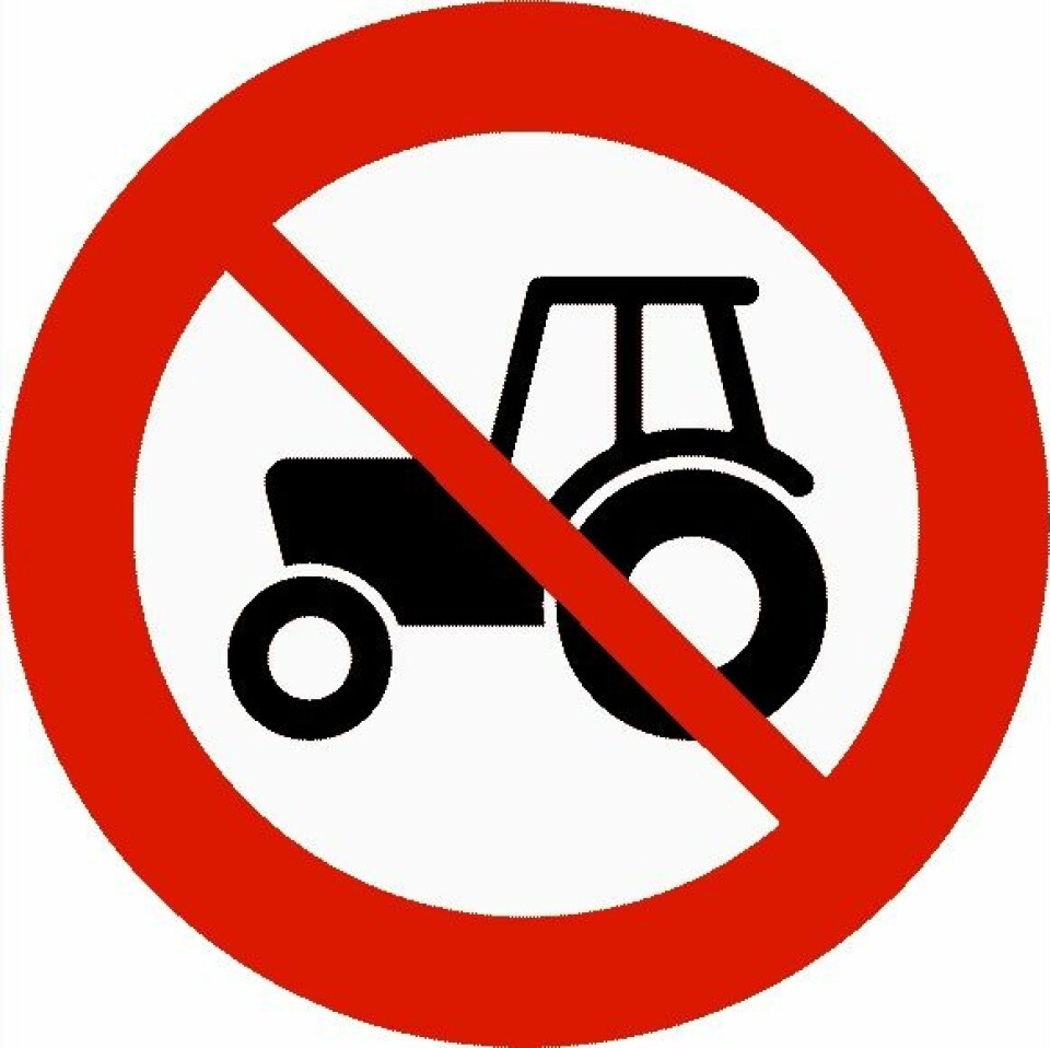 Forbudt for traktor skilt