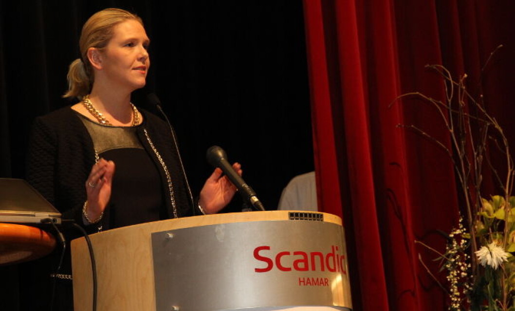 Sylvi Listhaug på talerstolen på Bioforskkonferansen Sylvi Listhaug på talerstolen på Bioforskkonferansen