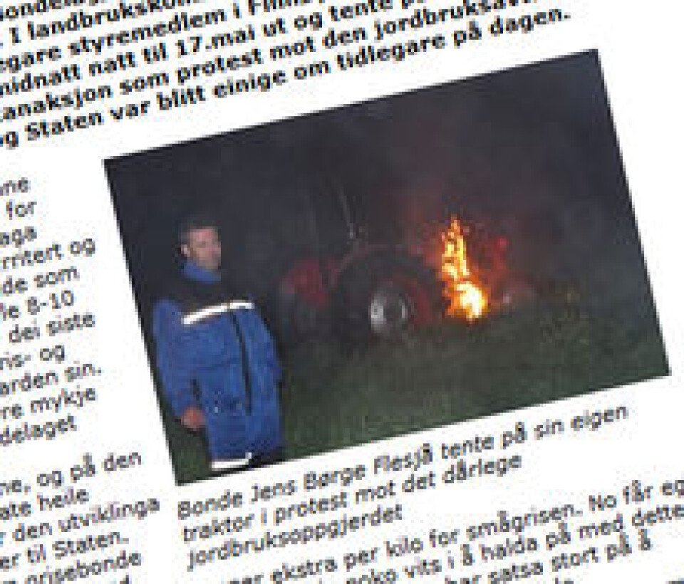 Tente på traktor i protest