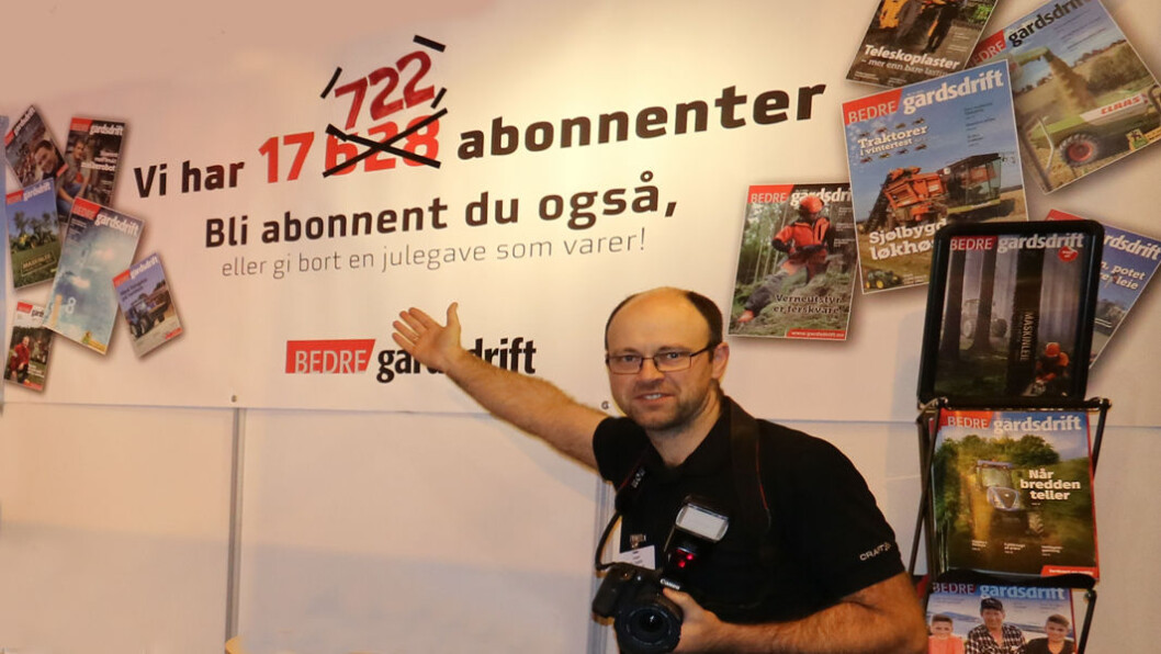 Journalist Jogeir M. Agjeld og resten av Bedre Gardsdrift gleder seg over nok et år med vekst. Journalist Jogeir M. Agjeld og resten av Bedre Gardsdrift gleder seg over nok et år med vekst.