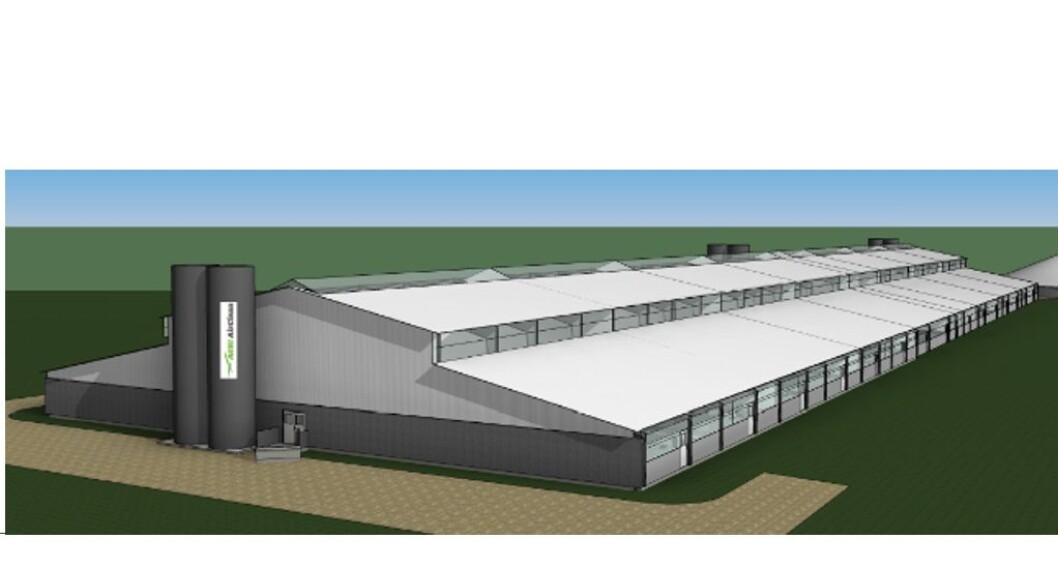 Illustrasjonen viser et grisefjøs fra Agrifarm med 5000 plasser. Det i Viborg blir nesten tre ganger så stort. Illustrasjonen viser et grisefjøs fra Agrifarm med 5000 plasser. Det i Viborg blir nesten tre ganger så stort.