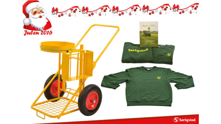 Premie 19. desember: Avfallstralle, jubileumsbok, gensar og t-skjorte frå Serigstad Agri. Premie 19. desember: Avfallstralle, jubileumsbok, gensar og t-skjorte frå Serigstad Agri. 