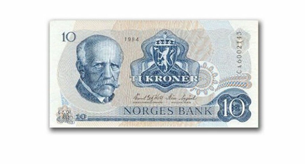 Neste år kan du kanskje spise Nansen-poteter. Her er polarhelten avbildet på en gammel 10-krone-seddel. Foto: UiO
