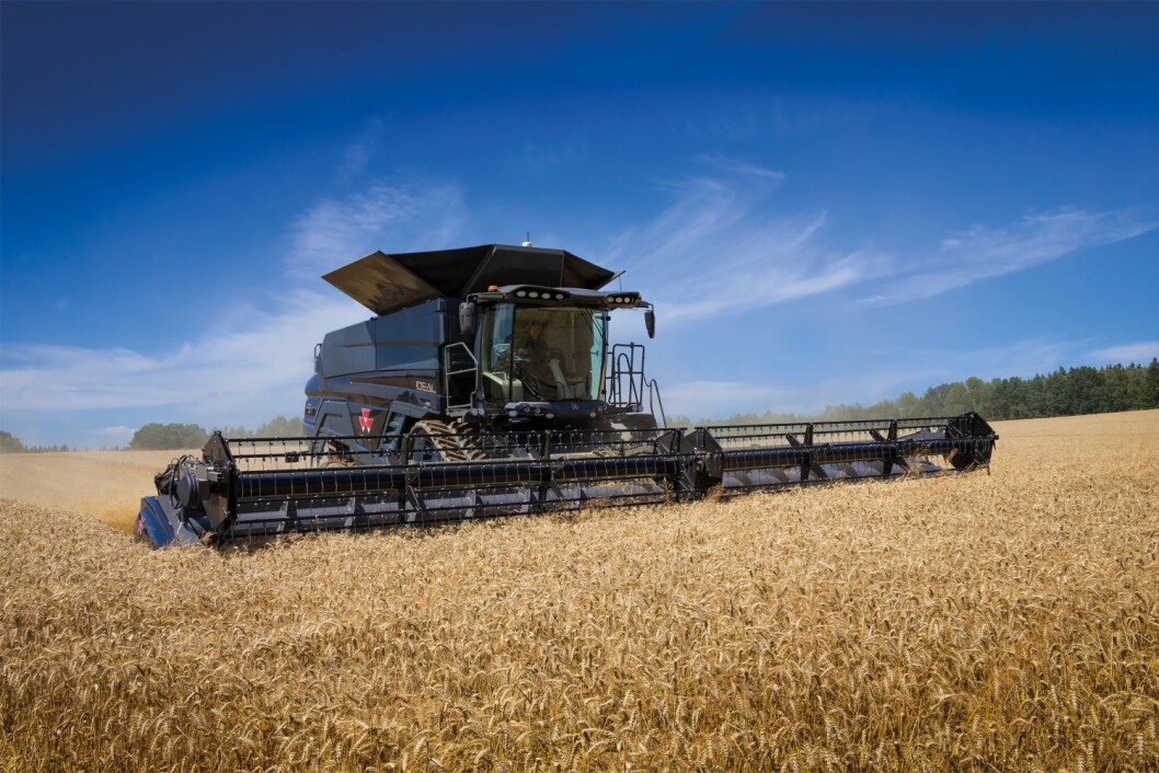 Det er den største av de tre Ideal-treskerne, 9T, du får se på Elmia. Her utstyrt med belter som tilvalg. Foto: Agco Det er den største av de tre Ideal-treskerne, 9T, du får se på Elmia. Her utstyrt med belter som tilvalg. Foto: Agco