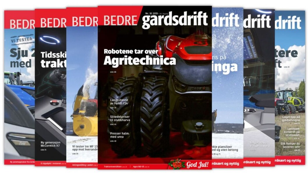Årets siste utgave av Bedre Gardsdrift er nå på vei til en postkasse nær deg. Årets siste utgave av Bedre Gardsdrift er nå på vei til en postkasse nær deg.