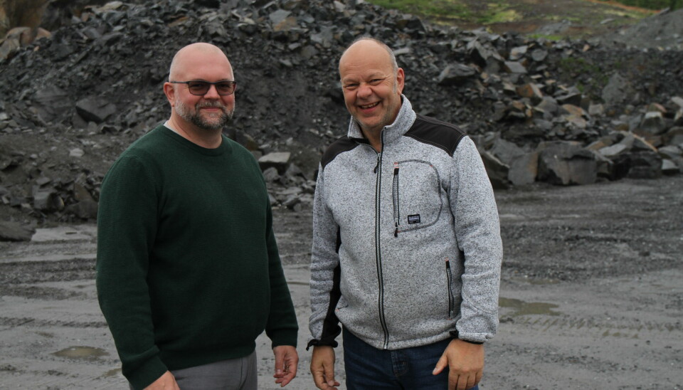 Innovasjon Norge gir 100 millioner til biogassprosjektet på Sømna. Det er Kristian Warholm og Stein Åge Reppe Karlsen veldig fornøyde med.