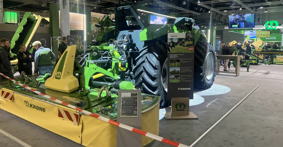 Førerløs traktor utviklet av Krone og Lemken i samarbeid, utstilt på Krone-standen under Agritechnica 2023.